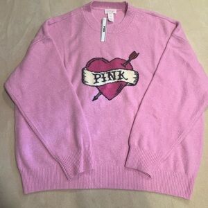 Victoria's Secret PINK Light Pink Crewneck Sweater with Heart Graphic